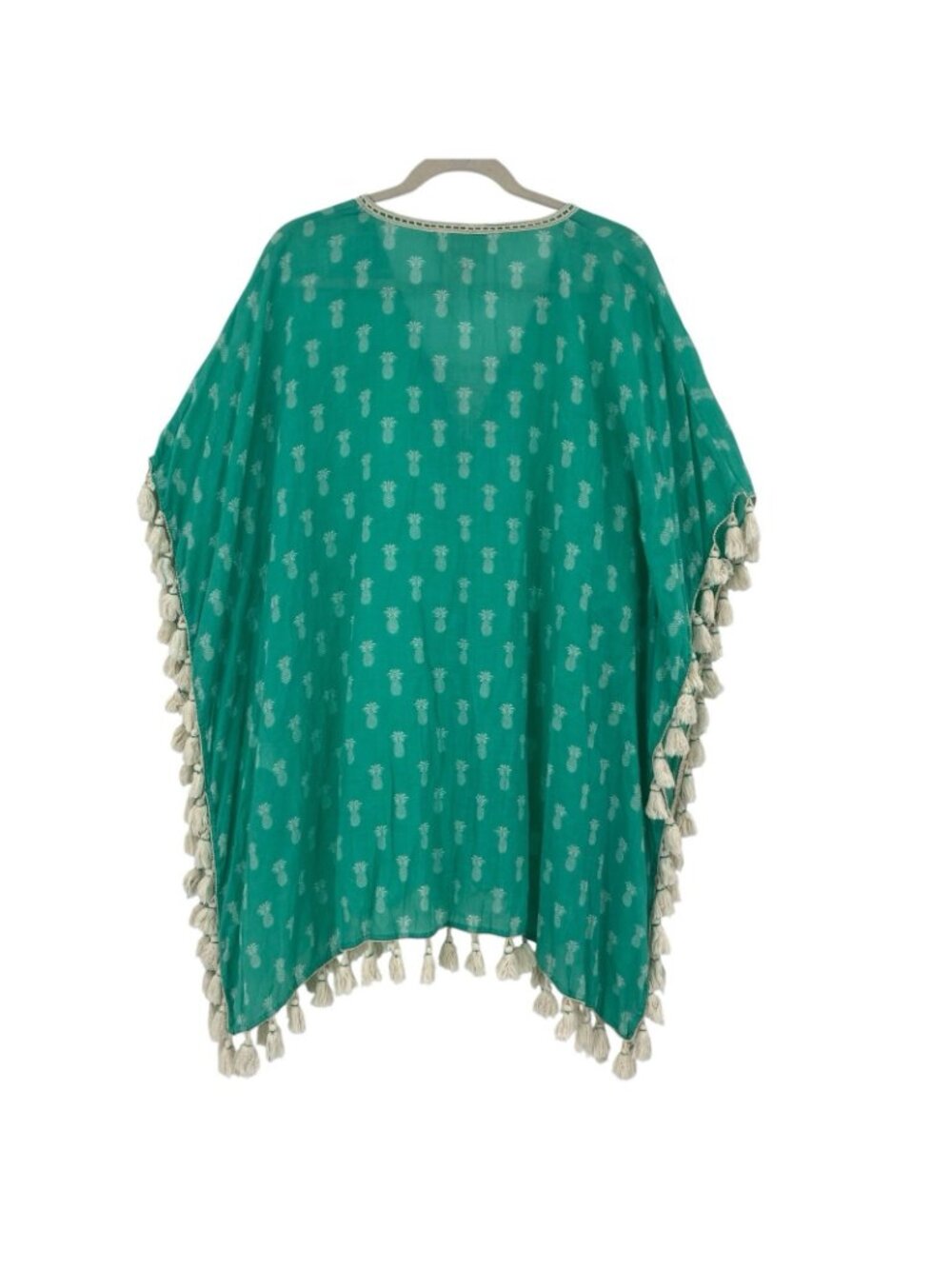 Z&L Europe Tassel Kaftan Swim Cover Up Pineapple Print BOHO Beach Size S/M - Picture 2 of 13